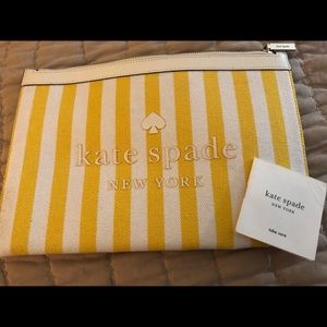 Yellow striped Kate spade pouch/clutch